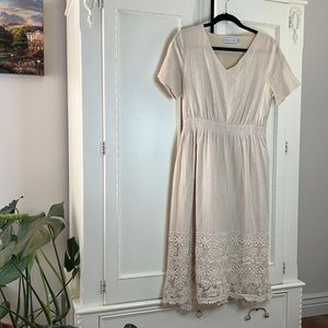 Piper and Scoot cream midi dress
